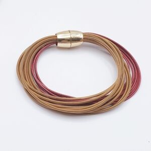 16 Strand Copper Brown and Cranberry Metal Wire Bracelet Magnetic Closure